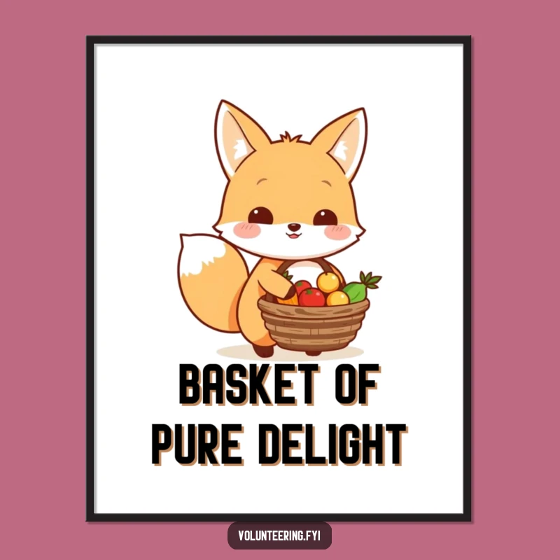 Funny Kawaii Fox Sharing Food Digital Art: Generous Print Gift
