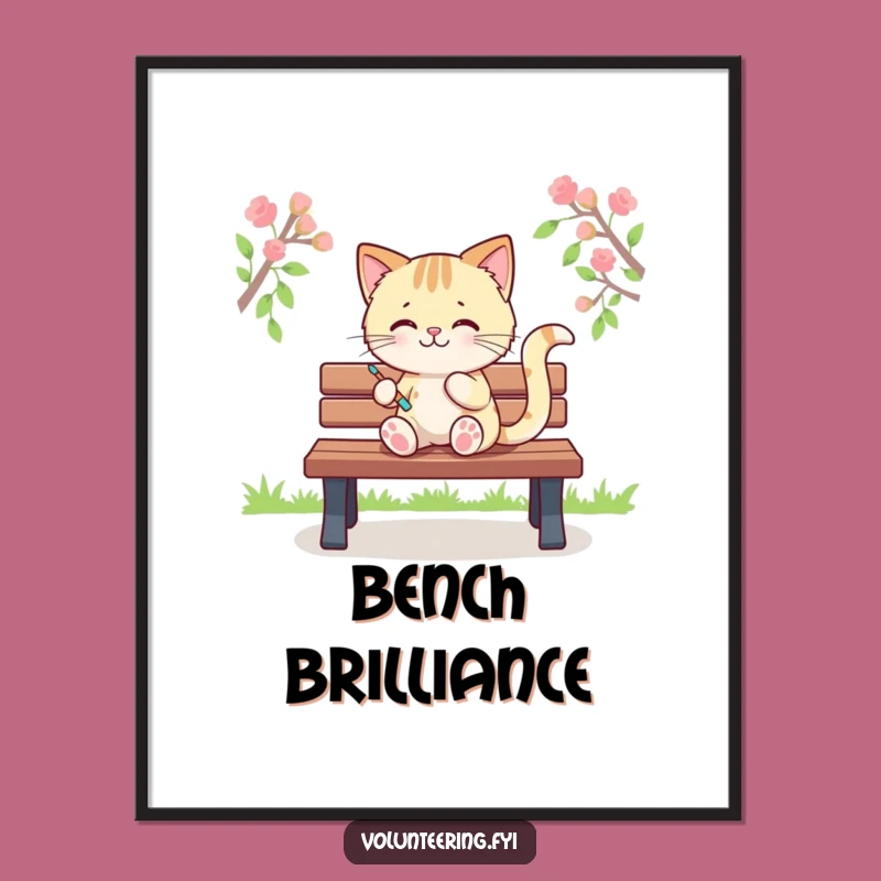 Funny Kawaii Cat Painting Digital Print, Instant Art, Unique Decor Gift