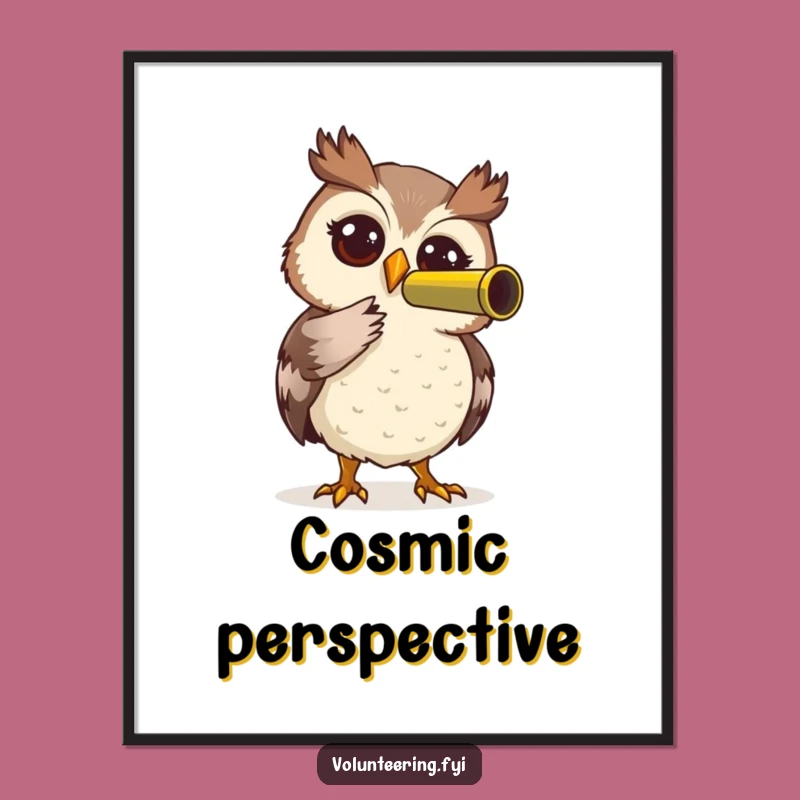 Funny Owl Telescope Digital Art: Instant Humorous Decor for the Curious