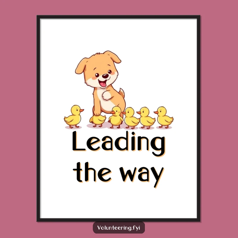 Funny Dog & Ducklings Digital Art Print - Instant Playful Download