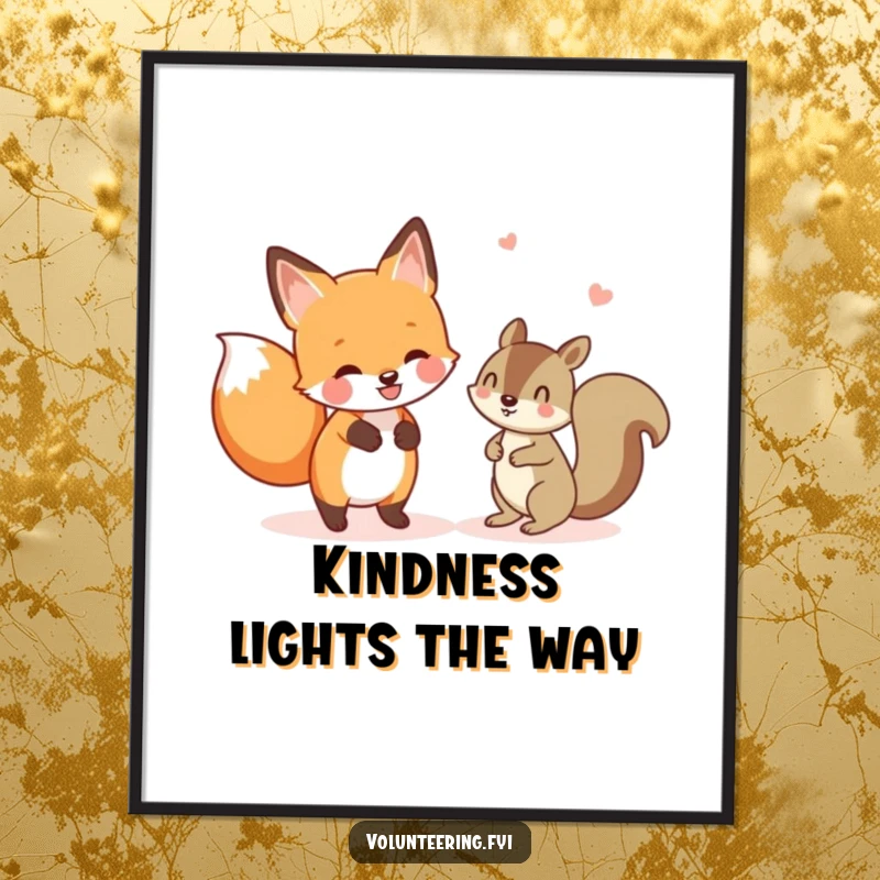 Funny digital art print of a cheerful fox helping a lost squirrel, perfect for instant humorous woodland decor. Great funny gift.