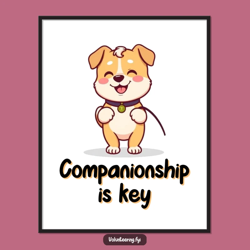 Funny Kawaii Dog Walking Digital Art: Instant Companion Decor Funny Gift