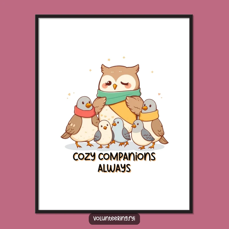 Funny Owl Digital Art: Heartwarming Blanket Distribution for Your Walls