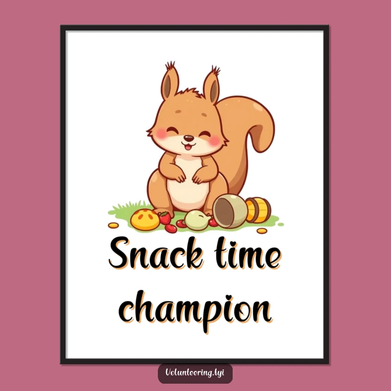 Funny Squirrel Picnic Digital Art Print: Playful Critter Art, Instant Gift