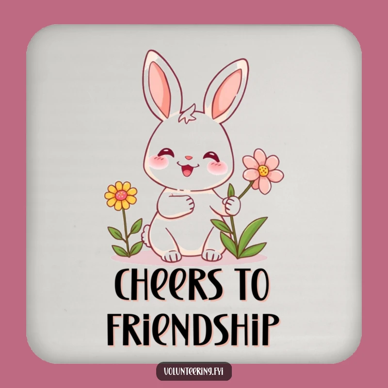 Funny Bunny Flower Coaster: Protect Surfaces with Heartwarming Humor
