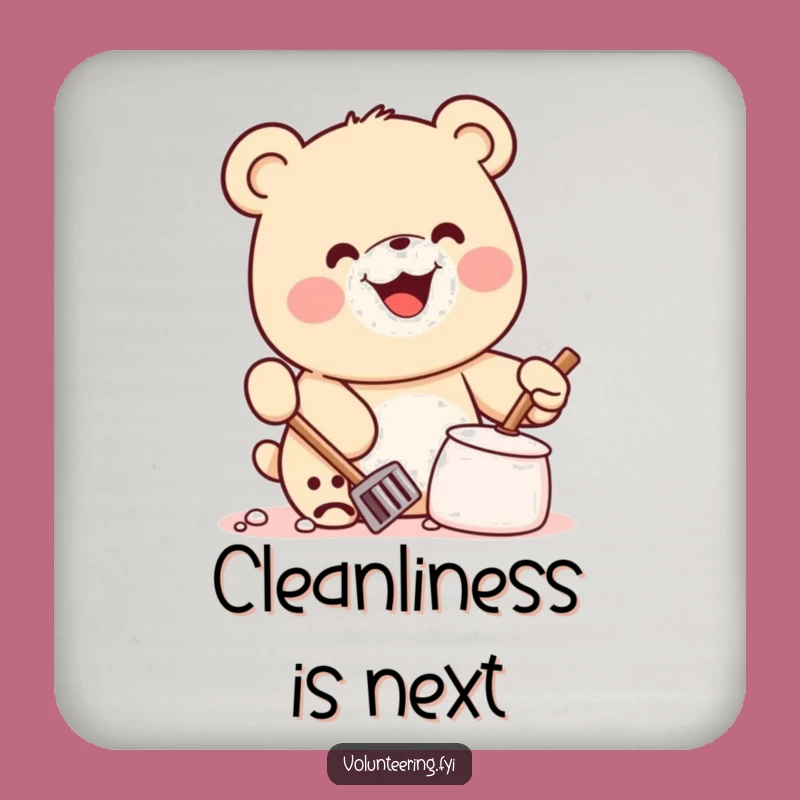 Funny Kawaii Bear Coaster Set: Protect Surfaces with Cute Cleaning Art, Hilarious Funny Gift