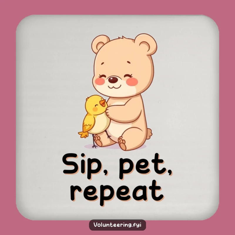 Funny Bear Cub Drink Coaster: Gentle Friend Protecting Surfaces