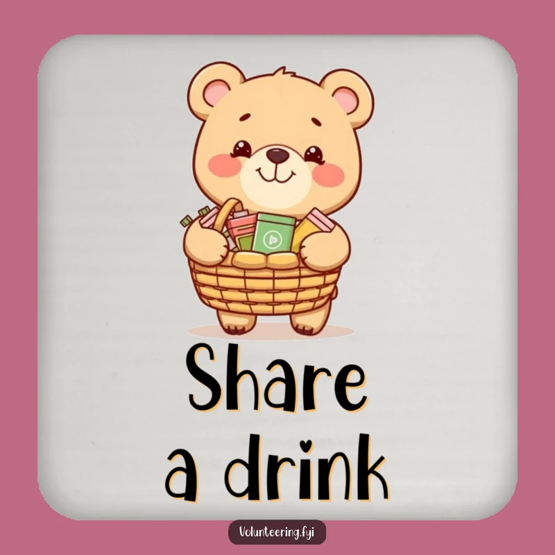Funny Bear Giving Coaster: Protect Surfaces with Generosity