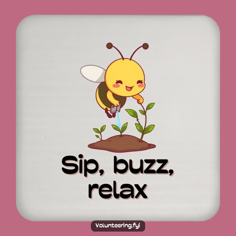 Funny Bee Plant Care Coaster - Humorous Table Protection for Garden Lovers