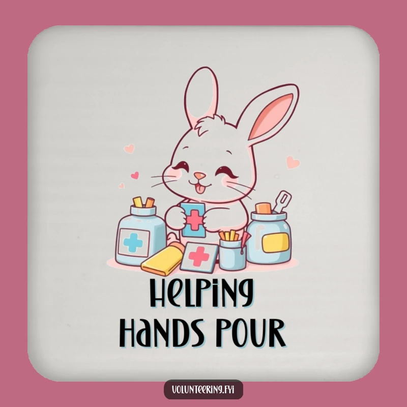 Funny Bunny Aid Worker Coaster: Protect Surfaces with This Hilarious Organized Charm