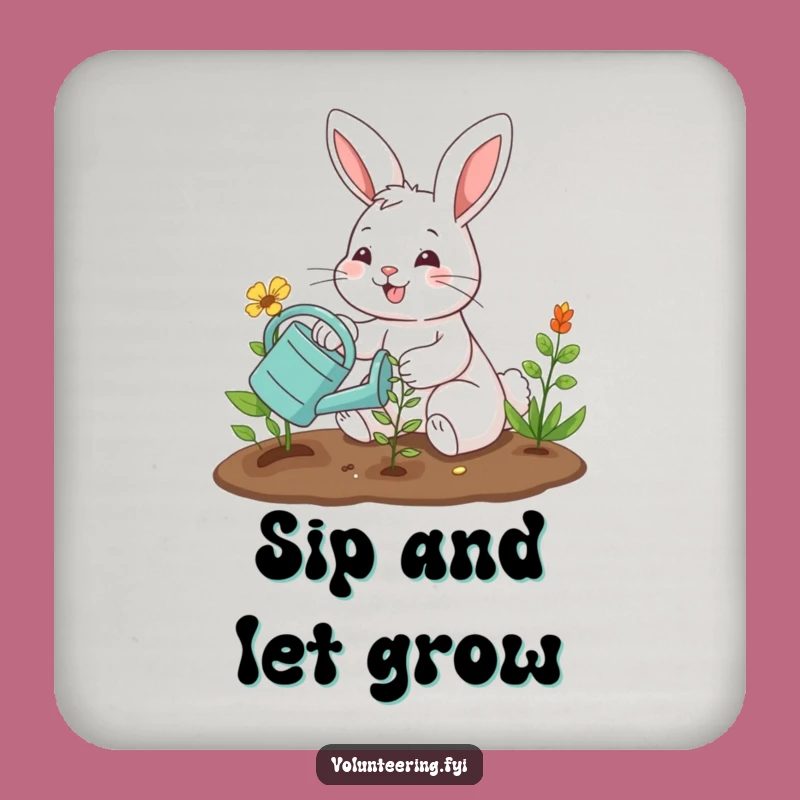 Funny Bunny Gardener Coasters - Table Planting Humor Set