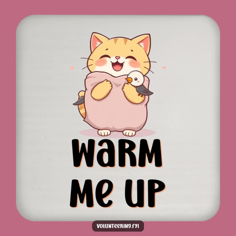 Funny Cat & Bird Blanket Coaster Set - Cute Table Protection Gift