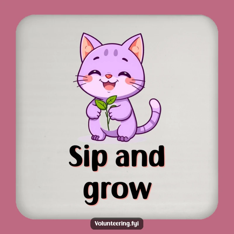 Funny Cat Gardener Coaster - Hilarious Plant Lover Drink Accessory Gift
