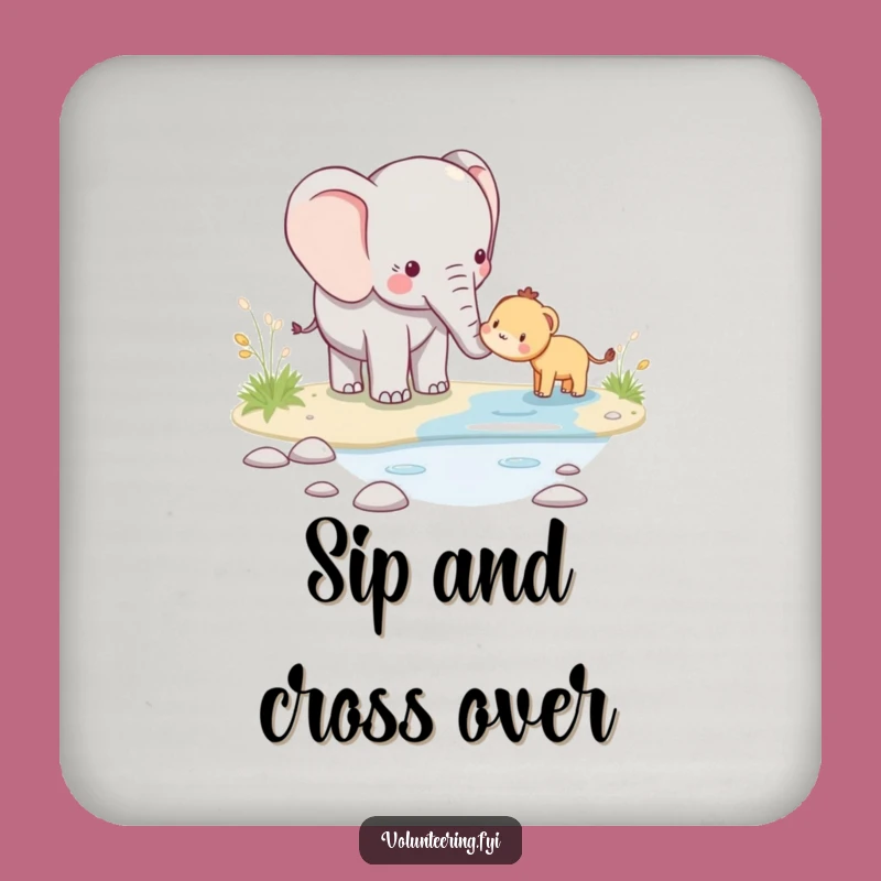 Funny Kawaii Elephant Helping Coaster - Cute Protection for Your Surfaces