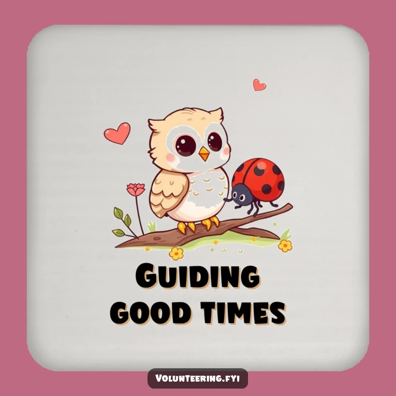 Funny Owl Guides Ladybug Coasters: Protect Surfaces with Gentle Humor