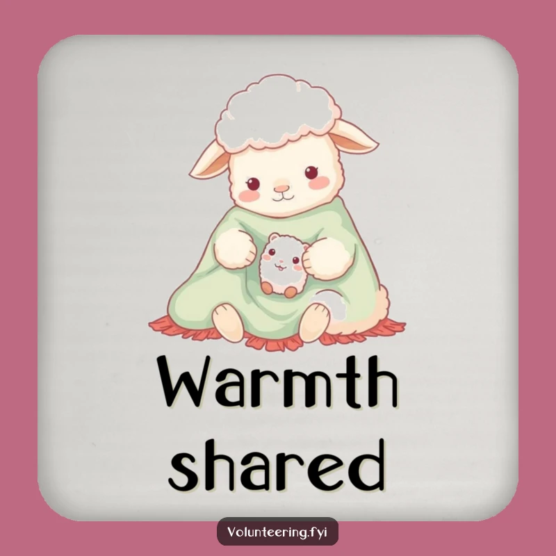 Funny Sheep Sharing Blanket Coaster - Protect Surfaces Hilariously