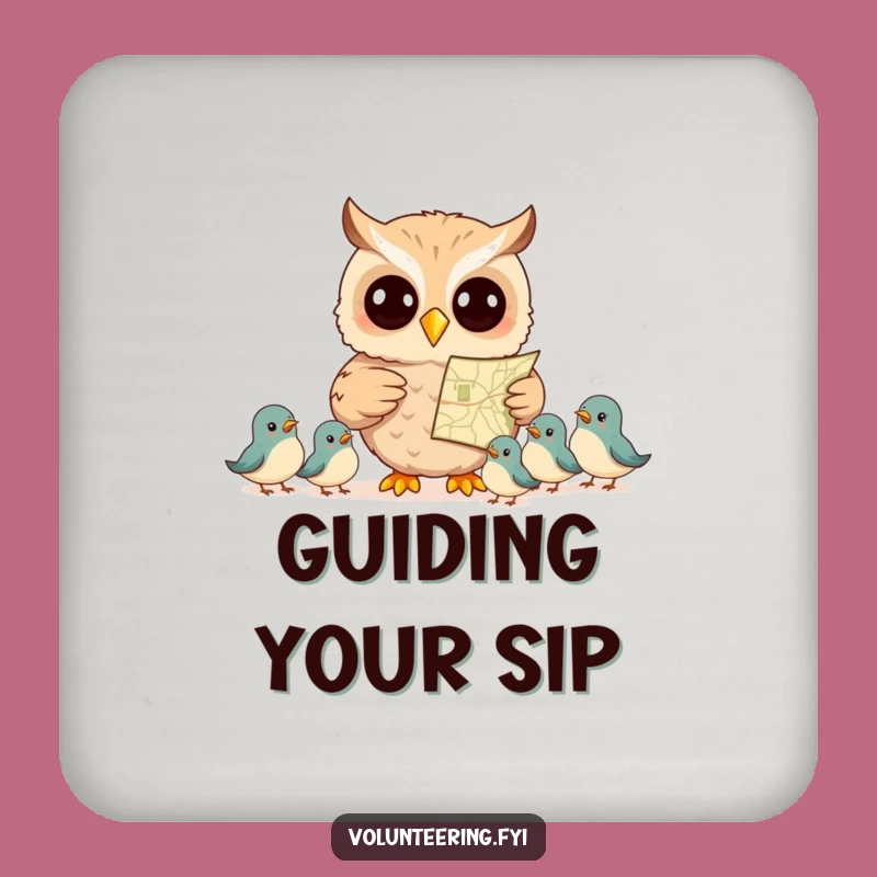 Funny Owl Map Coaster - Protect Surfaces with Wise Humor