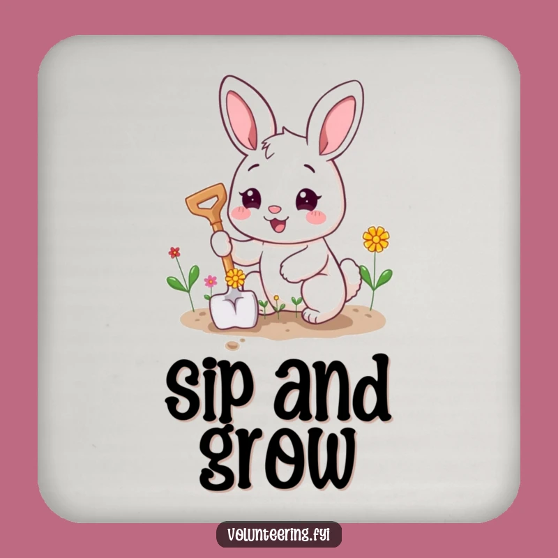 Funny Bunny Gardener Coaster: Protects Surfaces with Nature Humor