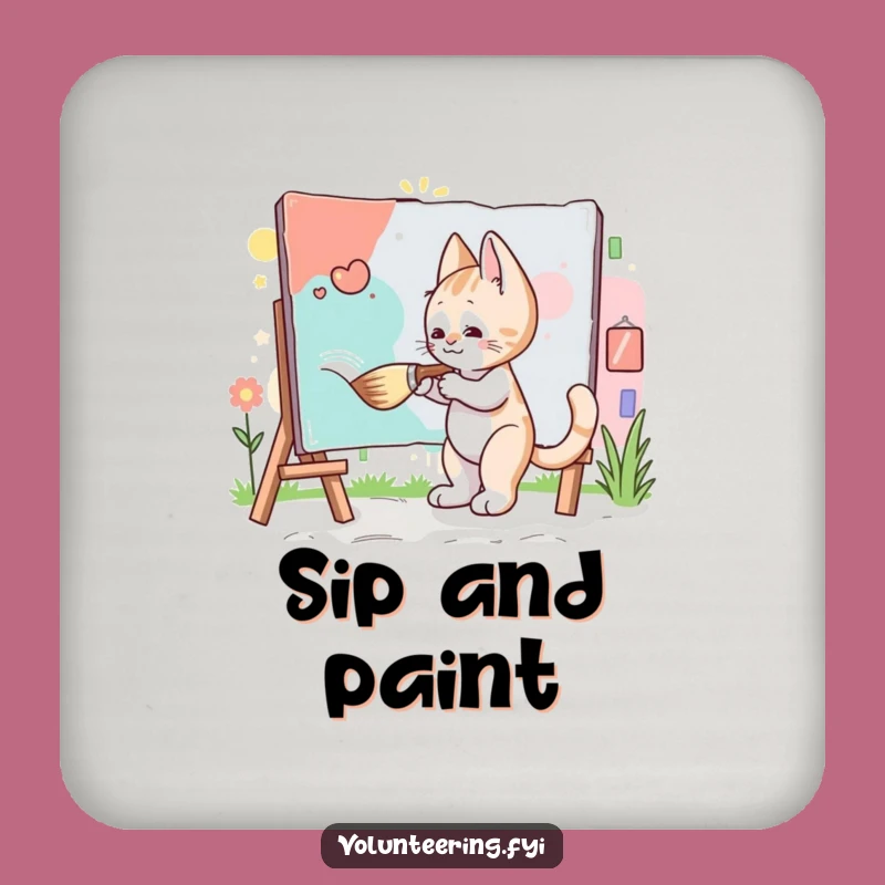 Funny Kitten Artist Coasters: Protect & Create - Hilarious Art Set for Tables, Gift