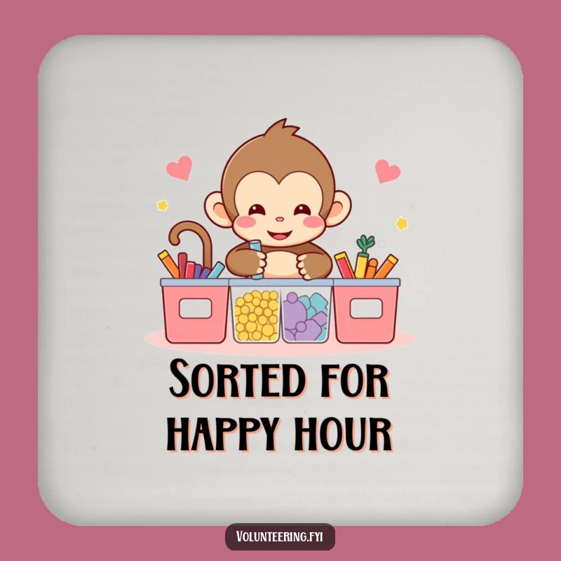 Funny Kawaii Monkey Sorting Coaster - Cute Protection for Your Surfaces