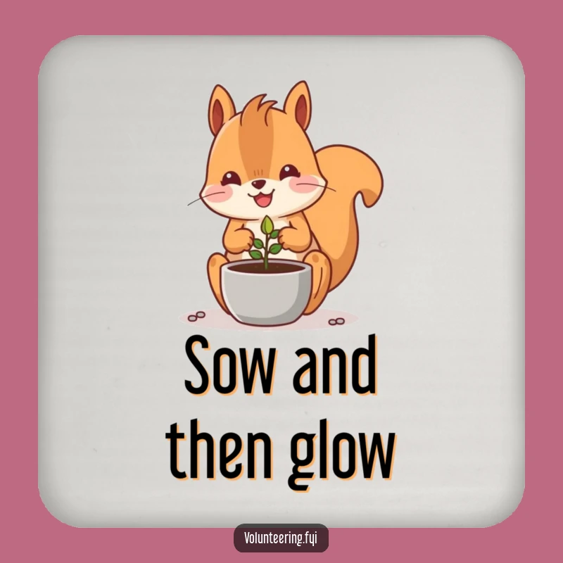 Funny Kawaii Squirrel Planting Seed Coaster Set: Gardener Gift