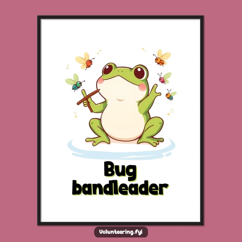 Funny Kawaii Frog Conductor Poster: Maestro's Masterpiece Art, Perfect Cute and Funny Gift