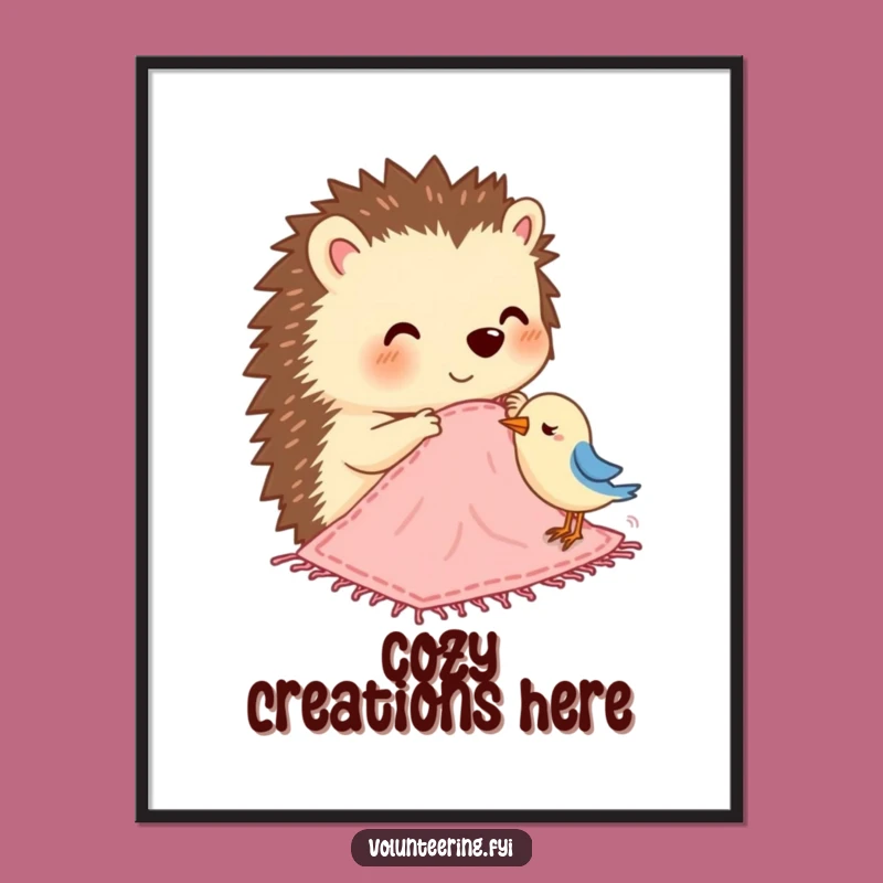 Funny Hedgehog Blanket Art Print: Heartwarming Decor for Any Room