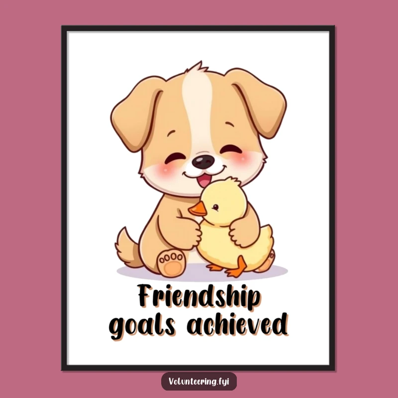 Funny Dog Duckling Art Poster - Whimsical Wall Art for Pet Lovers