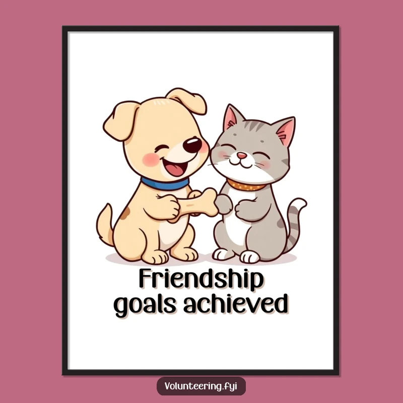 Funny Dog & Cat Bone Poster - Humorous Pet Art & Gift