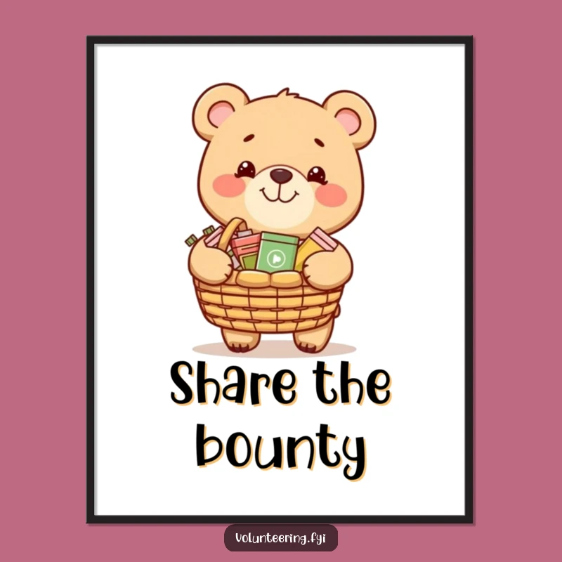 Funny Bear Giving Poster: Generosity Art for Inspiring Spaces