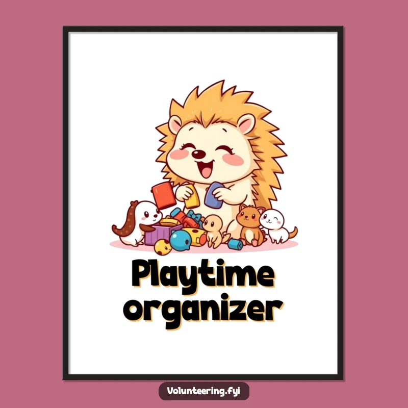 Funny Hedgehog Toy Sorter Poster: Playful Wall Art, Cute Decor, Perfect Gift