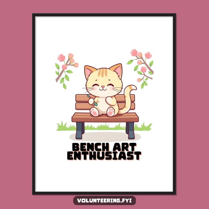 Funny Kawaii Cat Painting Poster, Whimsical Art Decor, Hilarious Wall Piece