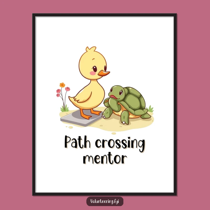Funny Kawaii Duckling Helping Poster - Adorable Wall Art for Kind Spaces