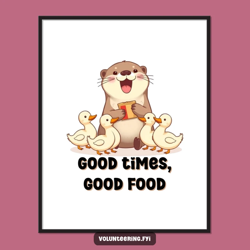 Funny Otter & Ducks Poster - Sharing Humor Art Gift