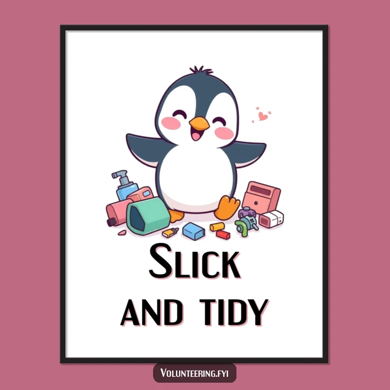 Funny Penguin Poster: Organized Art, a Humorous Gift for Neatness