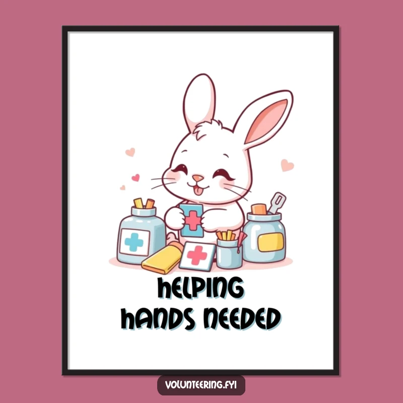 Funny Bunny Aid Worker Poster: Brighten Your Walls with This Hilarious Preparedness Art