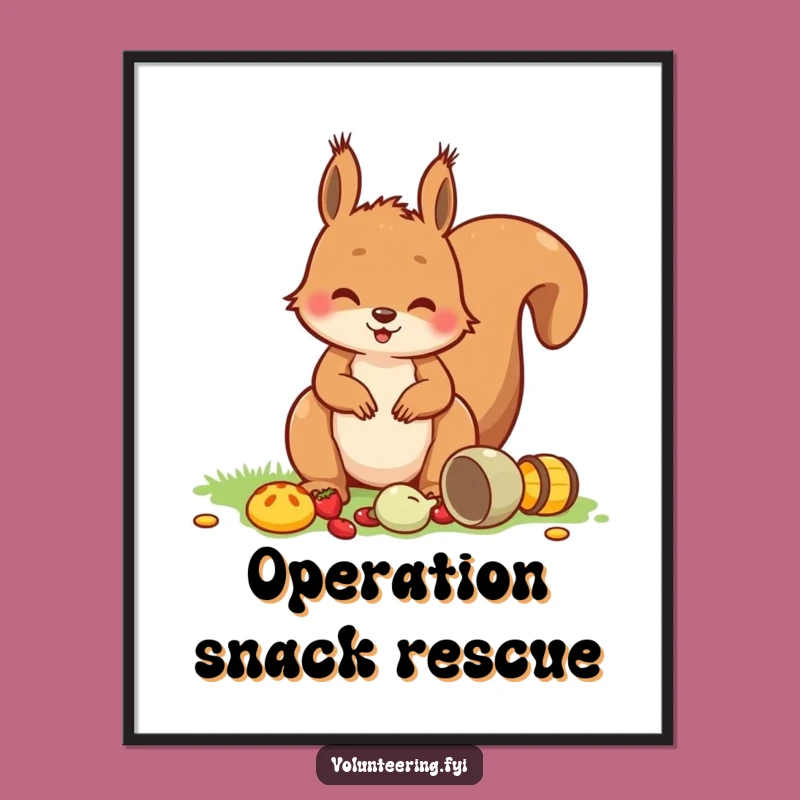 Funny Squirrel Picnic Poster: Playful Critter Art, Perfect Wall Decor Gift