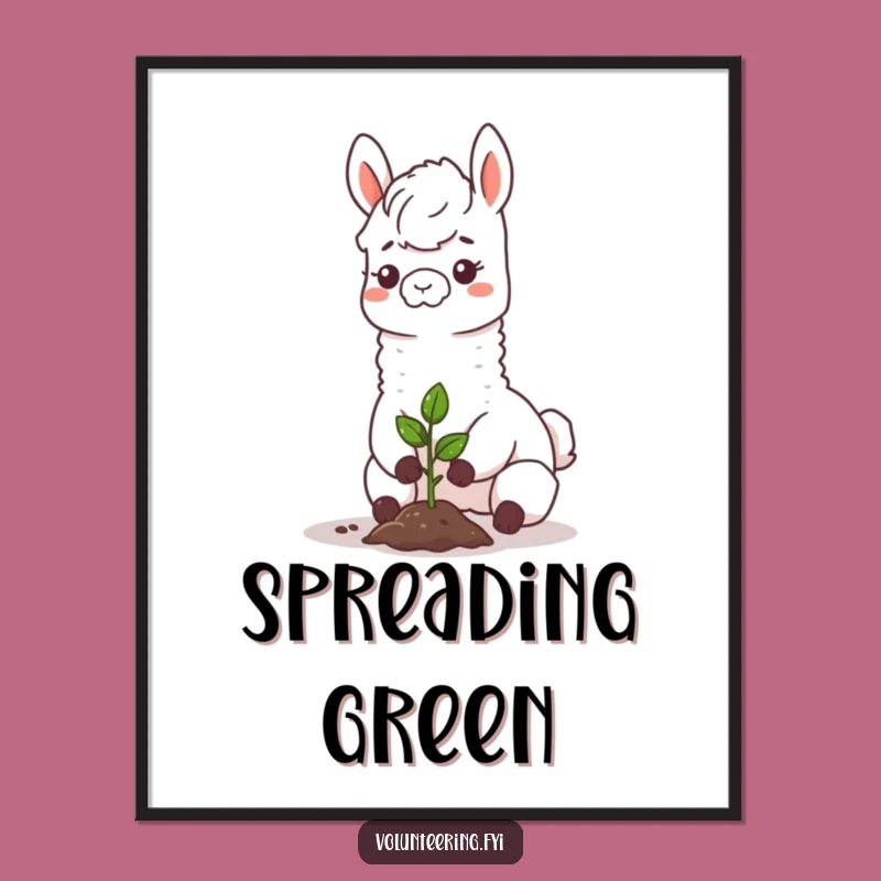 Funny Llama Garden Art Poster: Decorate Your Space with Planting Smiles
