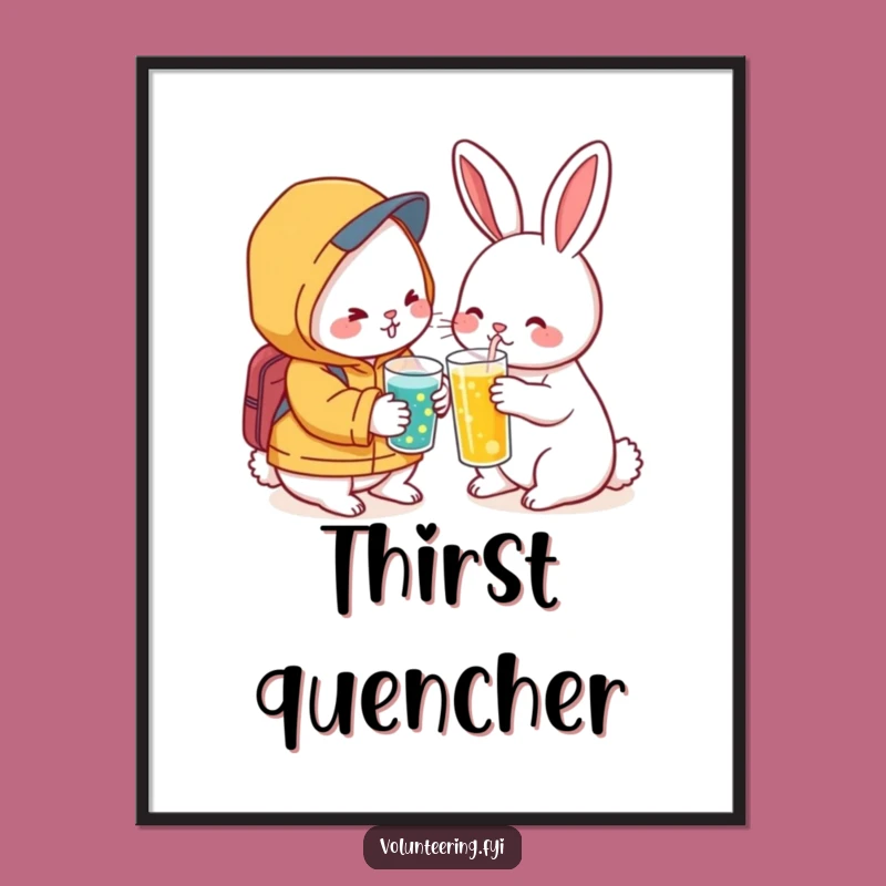 Funny Kawaii Rabbit Friendship Poster: Heartwarming Support Art, Perfect Cute and Funny Gift