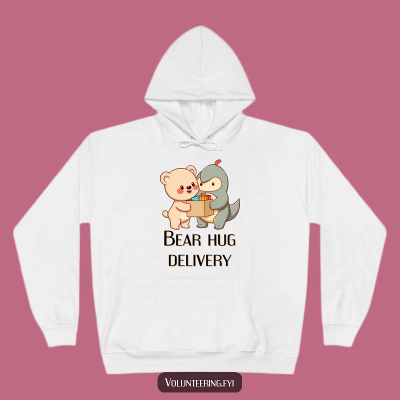 Funny Bear Cub Helper Hoodie: Cozy Wear with Cheerful Character Sharing Supplies, Great Funny Gift