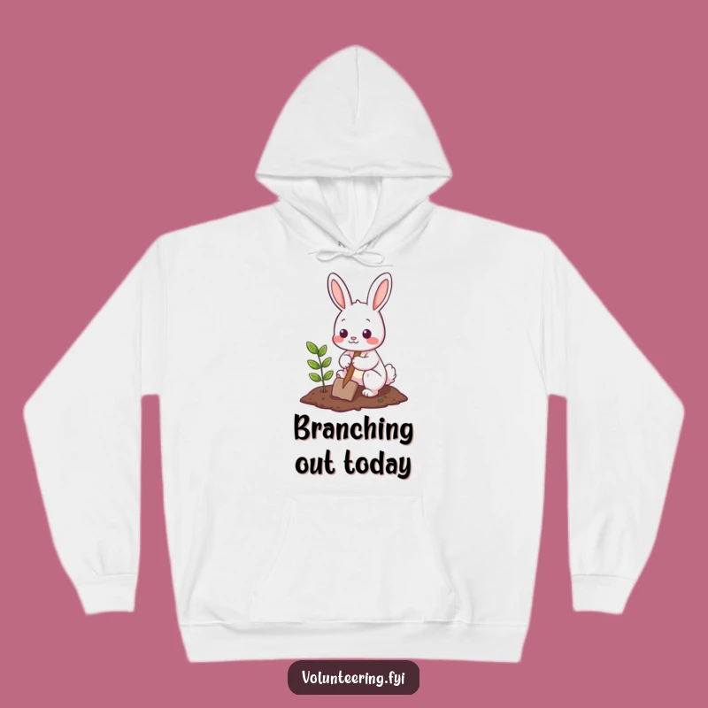 Funny Bunny Gardener Hoodie: Cozy Wear with Cute Character Planting Tree, Great Funny Gift