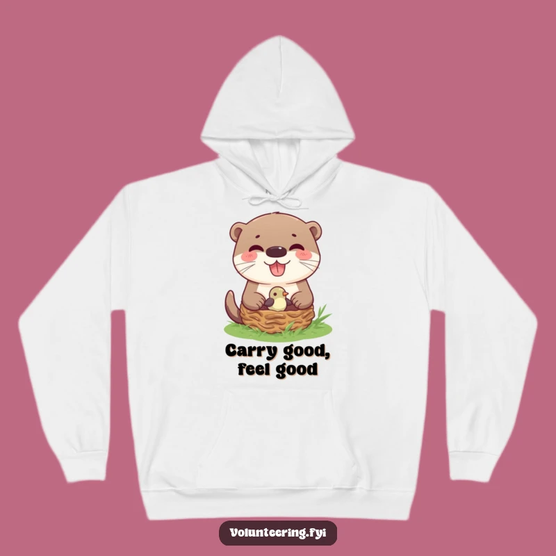 Cozy Funny Otter Helping Bird Nest Hoodie: Warm Animal Lover Gift, Ultimate Comfort