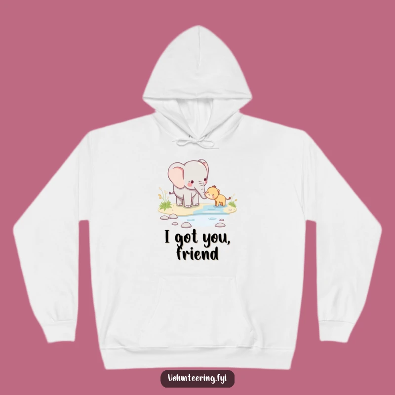 Funny Kawaii Elephant Hoodie - Cozy 'Helping Paw' Design for Kind-Hearted Individuals