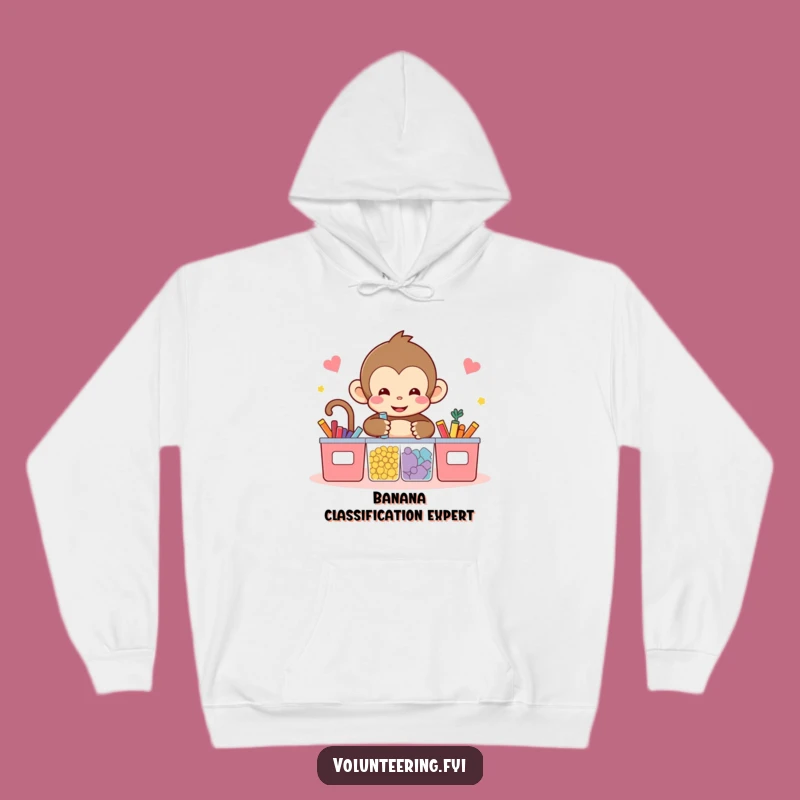 Funny Kawaii Monkey Hoodie - Cozy Sorting Design for Neat Freaks & Fun Lovers