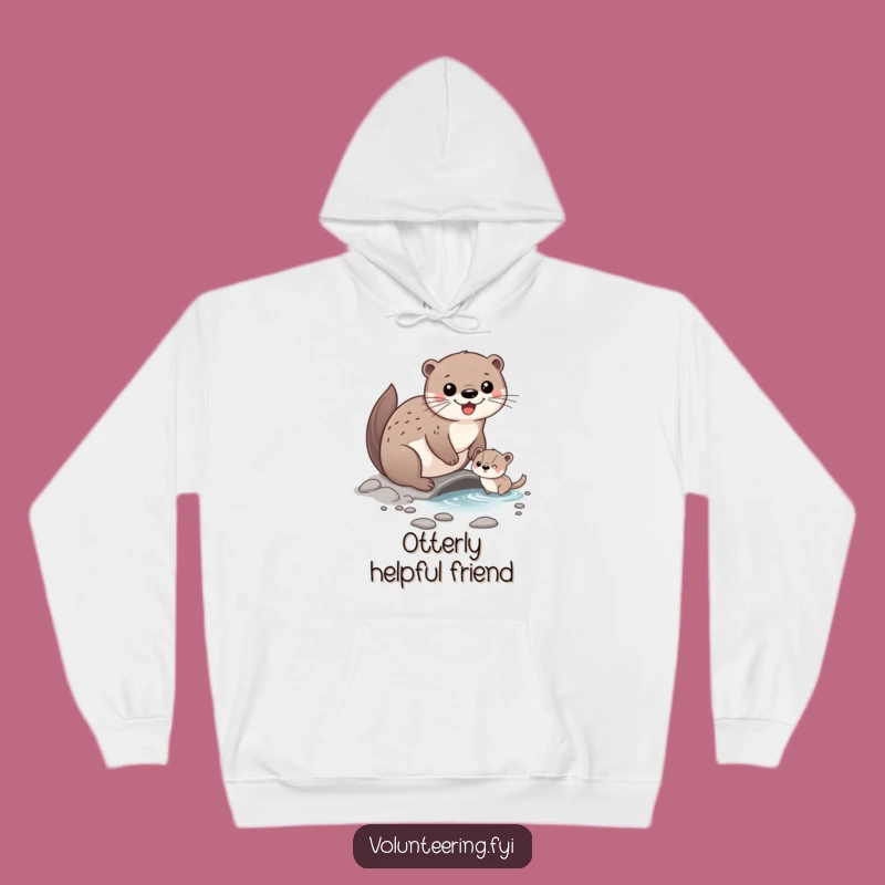 Funny Otter Friend Hoodie: Cozy Wear with Happy Character Helping Animal Cross Stream, Great Funny Gift