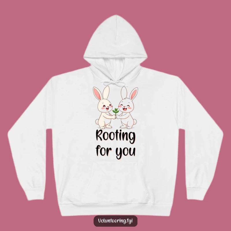 Cozy Funny Bunny Hoodie: Cheerful Friend Sharing Seedling Warmth & Joy