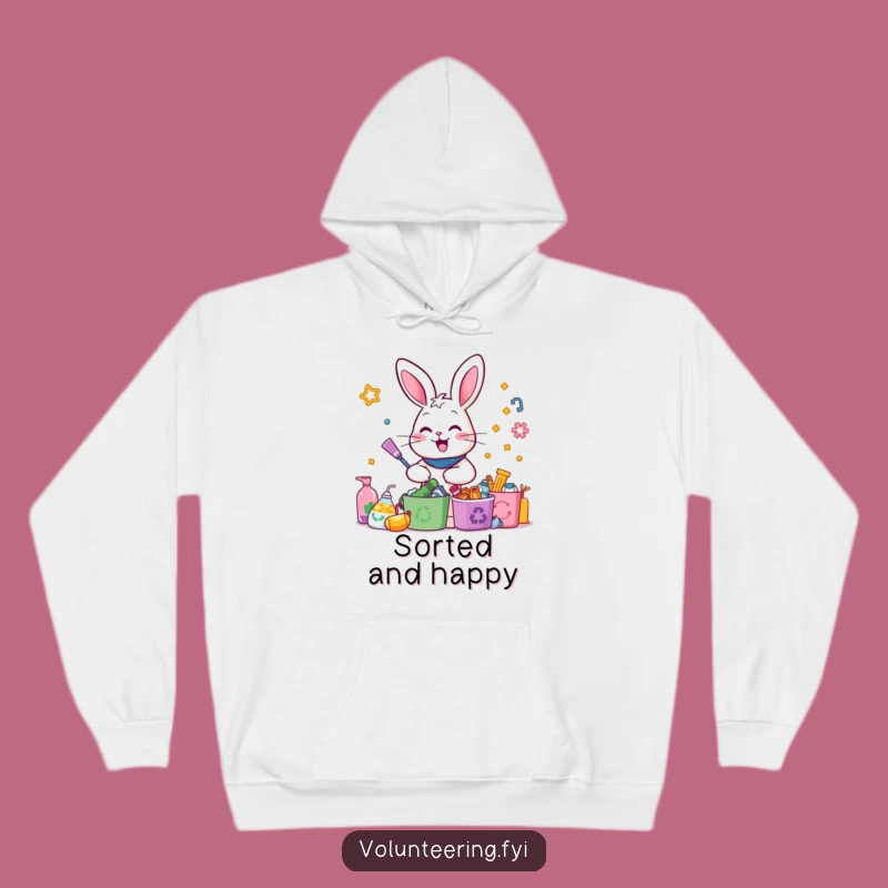 Funny Rabbit Recycling Hoodie: Cozy Eco-Warrior - Hilarious Warm Gift for Green Thumbs
