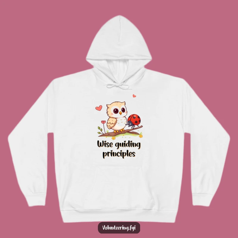 Funny Owl Guides Ladybug Hoodie: Cozy Comfort with a Heartwarming Tale