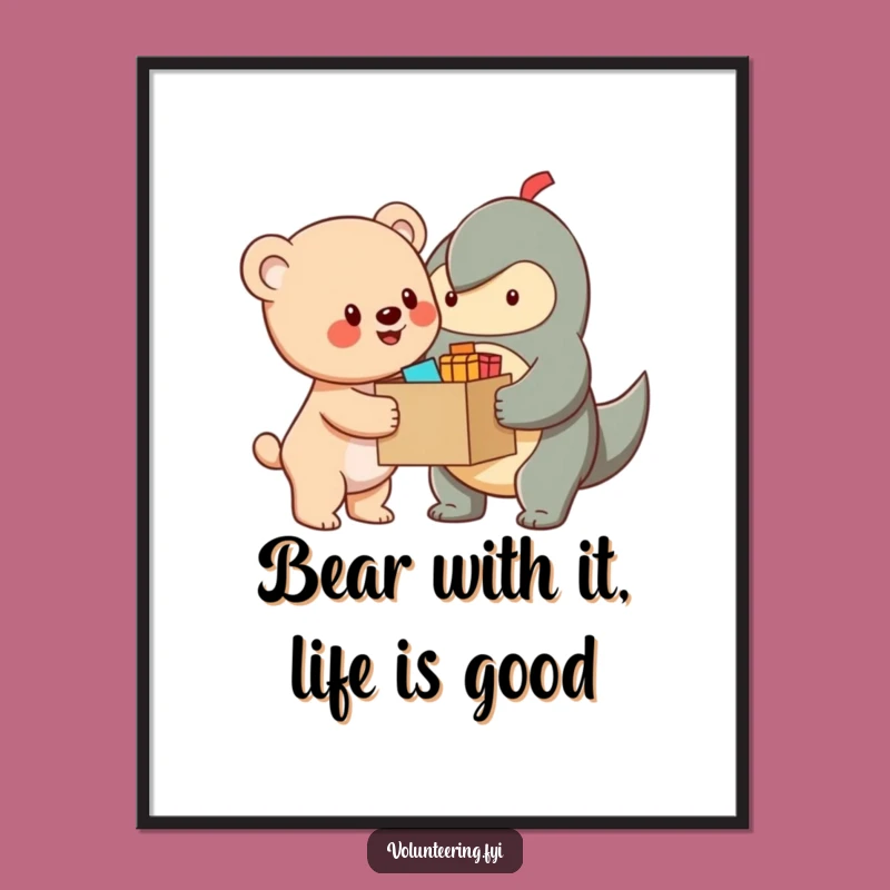 Funny Free Printable Bear Cub Wall Art: Helpful Helper Decor, Downloadable Art Gift
