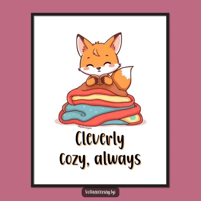 Funny Free Printable Fox Wall Art: Cozy Organizer Decor, Downloadable Art Gift